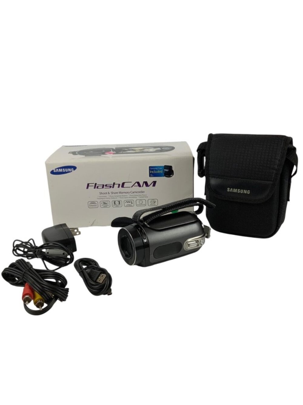 Samsung FlashCam SMX-F34 Compact Digital Camcorder 42X Charger Cables Case